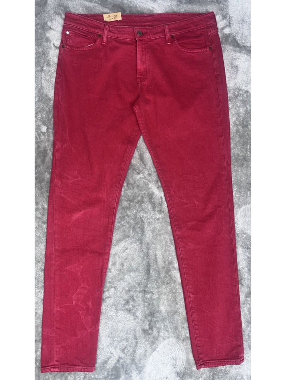 Denim & Supply Ralph Lauren Red Skinny Stretch Jeans In Rev Red Wash Size: 32/32